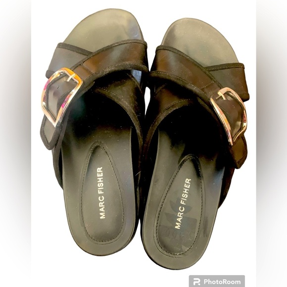 Marc Fisher Black Slide Sandals. Size 10. New. - Picture 1 of 4